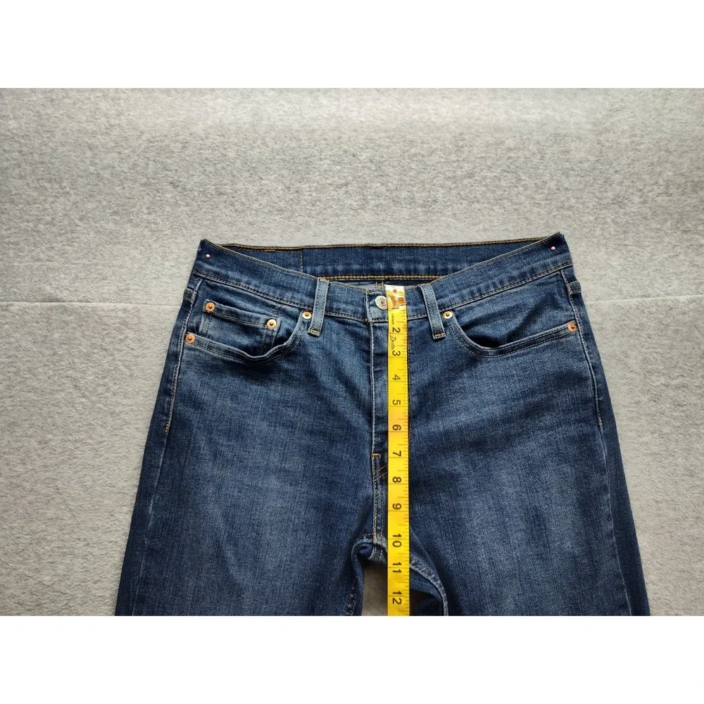 Levis Men Jean 32X30 Blue‎ Denim Slim Straight Leg Cotton Blend Mid Rise Stretch